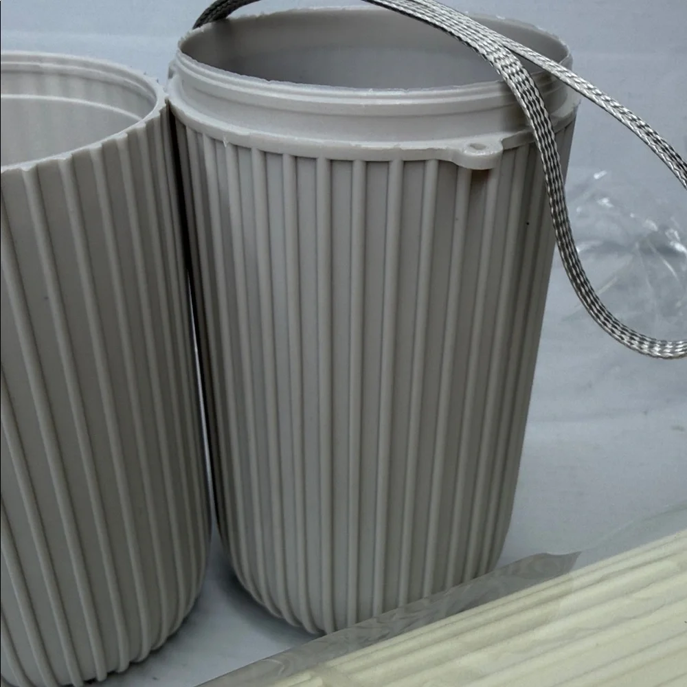 Set of 2 Ribbed Plastic Travel Plastic Storage Containers